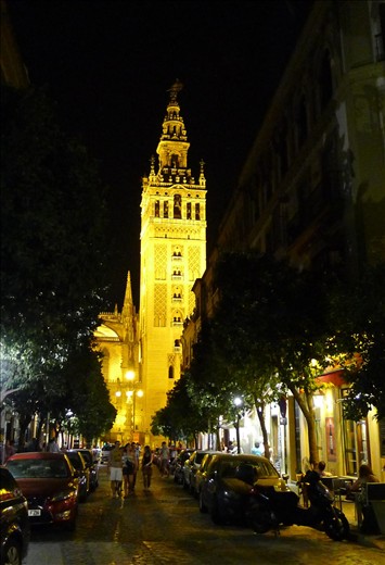 Seville at night - view from outside out hotel