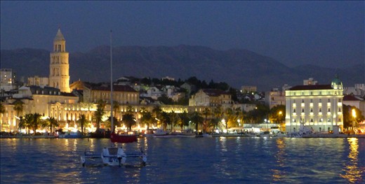 Split harbour at night