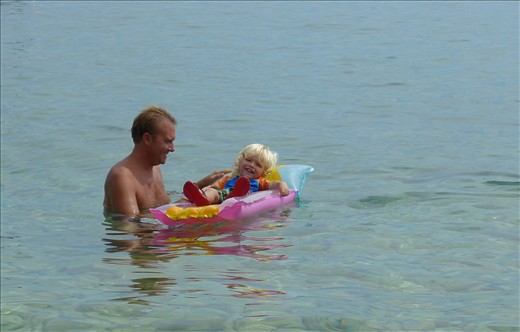 Playing on the new floaty