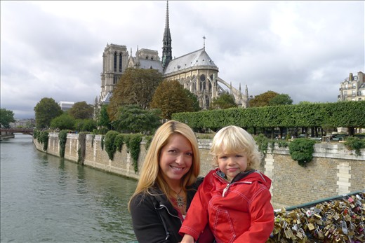 On Pont Neuf Bridge behind Notre Dame