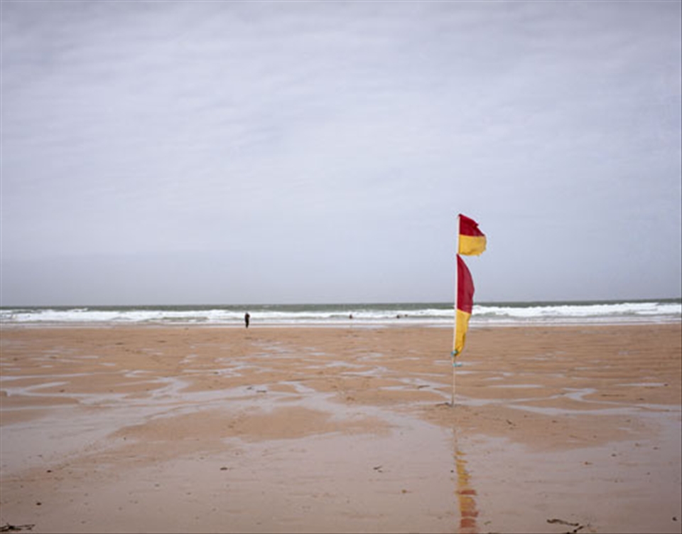 Life Guard Flag on Fistral beach 