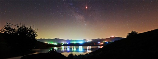 Panoramic view of total lunar eclipse which occurred on 16 Jun 2011, Taleghan lake_ Combine of 9 image, Taken by canon 40D with 28_105mm lens. Edited by PTgui & Photoshop SC5 software.