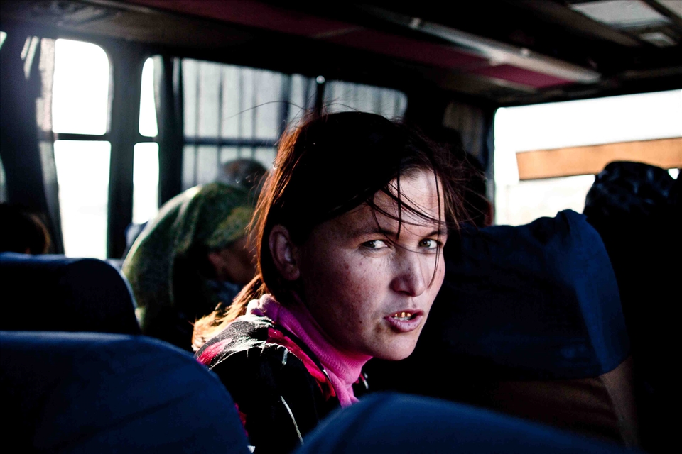 In the bus thought the Steppes, Aral, Kazakhstan