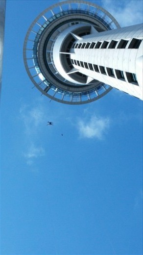 Man jumping off of Skytower.