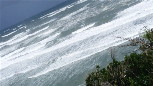 Best view of the waves I could get from the bus