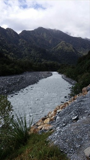 Shot of river from the bridge. This is the beginning of the walk to the glacier.