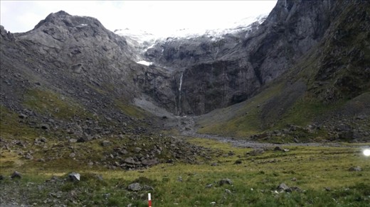 Canyon with waterfall just outside the tunnel