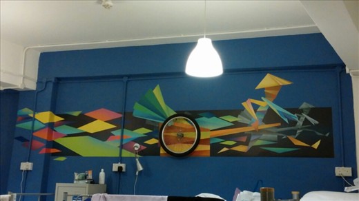 No window in the hostel dorm  room but they had this great art piece