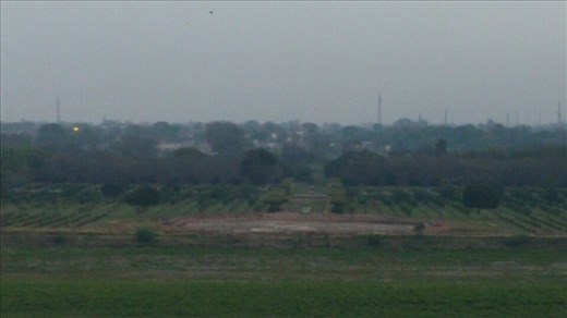 The planned garden across the river from the Taj