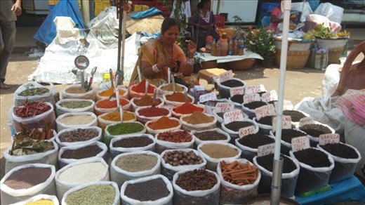 Spices at the local market. Such a beautiful display. Hard to believe they grow all these spices around here.