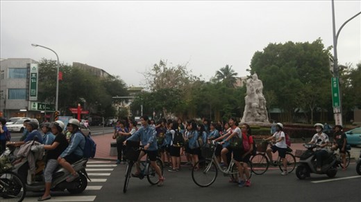 Bicyclists on their way home