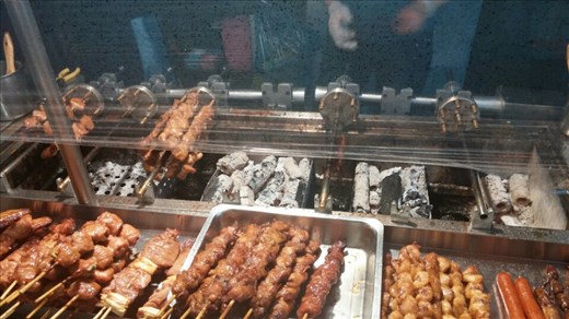 Meat on a stick- street market food