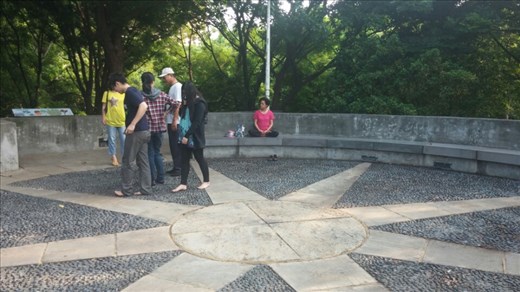 A special walking area in the park where you 