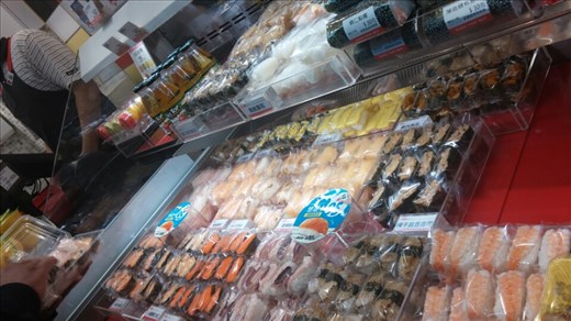 Fast food - Taiwanese style. Make your own sushi box! At the train station! You select your box from individually packaged pieces. Love this idea!