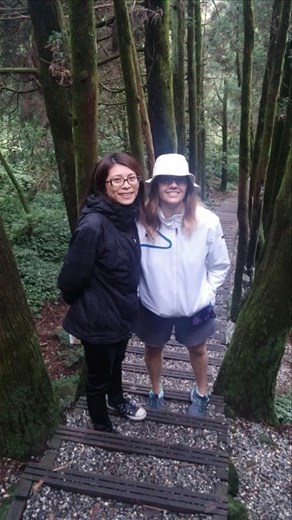 My newfound friend Peggy on the trail in Yangmingshan.