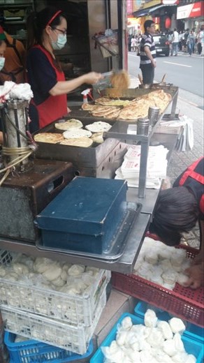 Making the pancakes with basil and egg on top. I LOVED these - without the egg.