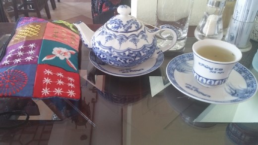 Beautiful tea set at a lovely yoga cafe