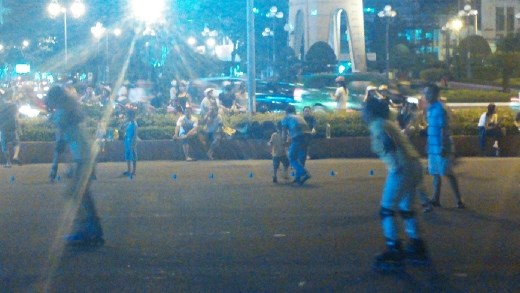 Rollerblading in the park