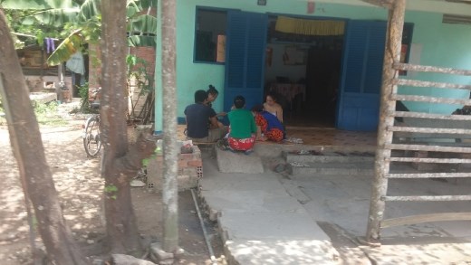 Having lunch on their porch