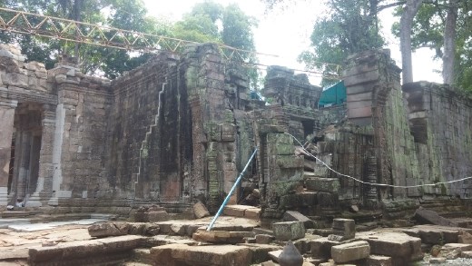this board details the reconstruction of the temple wall and courtyard