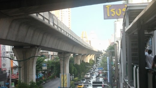 View from the Skytrain bridge Bangkok