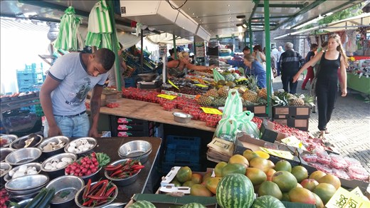 Fruit and vegetable stall in food market