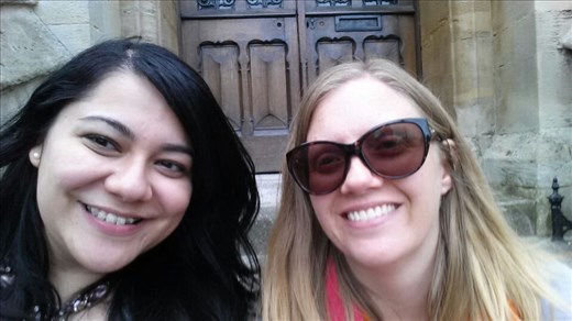 Liz and I in front of Westminster Abbey