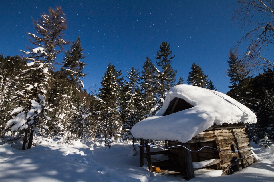 A refuge in the mountains of the Baikal Nature Reserve.