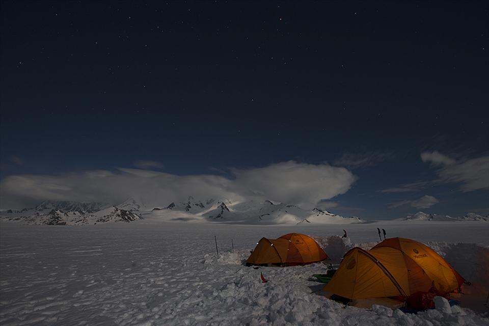 The southern sky, -15C, & a gentle howling wind intensify the remote beauty.