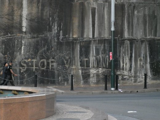 Cliff face leading to Sydney Opera House with 