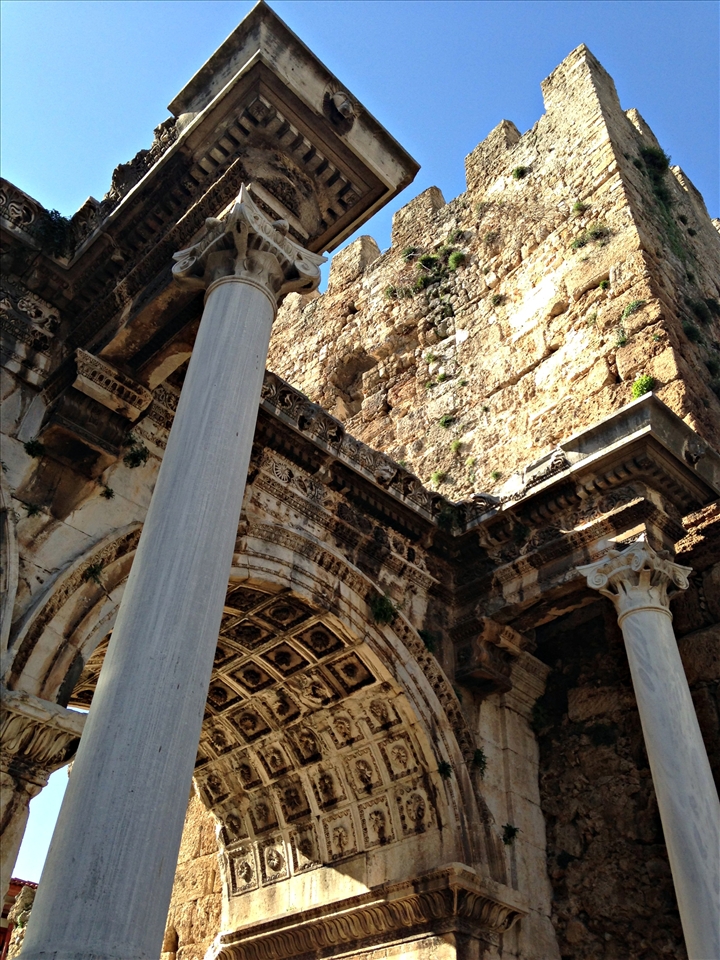 Stepping through the grandeur that is Hadrian's Gate, like a portal to the past.