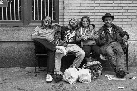 Despite the obvious challenges rife throughout  this community, the truth is, if you look beyond them all, the DTES is a community rooted in a magical combination of resilience, community advocacy and character.  Non-traditional supports abound, while connection and community thrives in this the least likely of places.  As Johnny, Bruce, Linda and Donald (pictured above) can attest to, kinship, humanity and joy are the measure of prosperity in the slum of Canada.