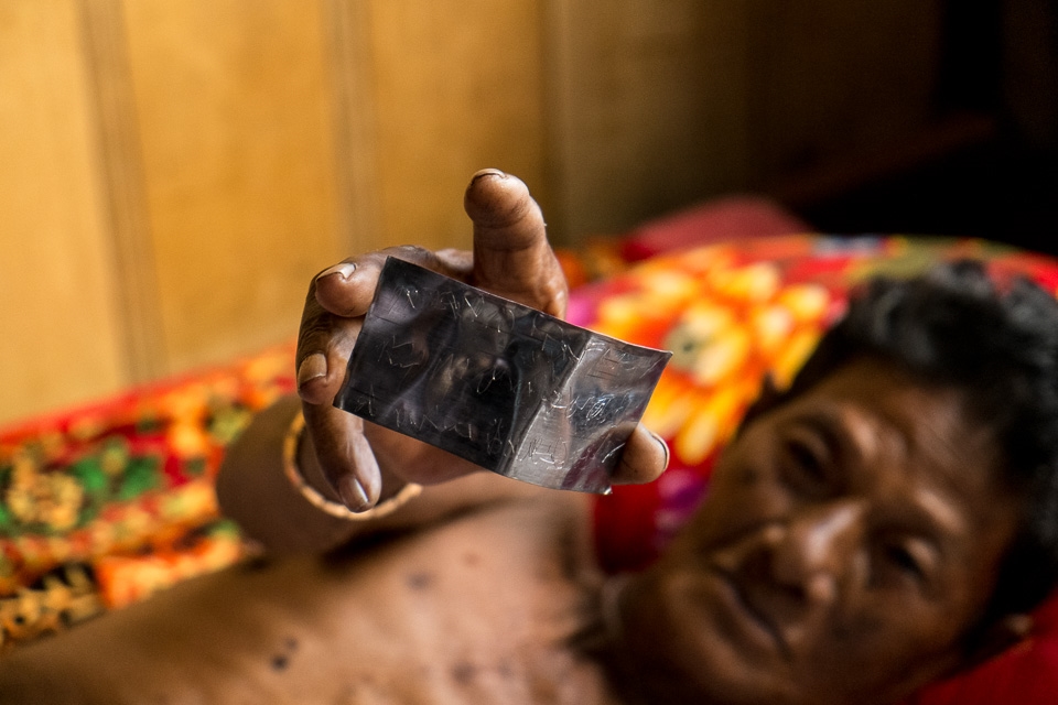 When I asked if it was possible for me to see the magical spells he held up the piece of lead and showed me his scribes.