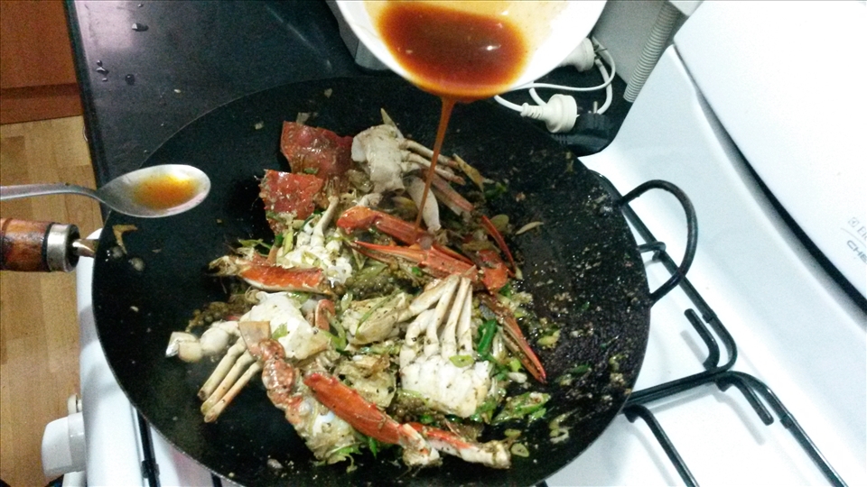 Adding sauce ingredients