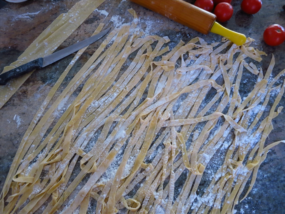 Freshly cut tagliatelle