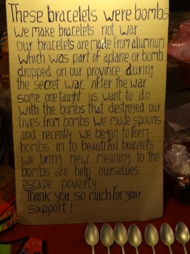 Sign about turning the bombs from Vietnam war into peaceful items