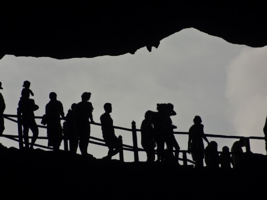 Traffic jam leaving cave