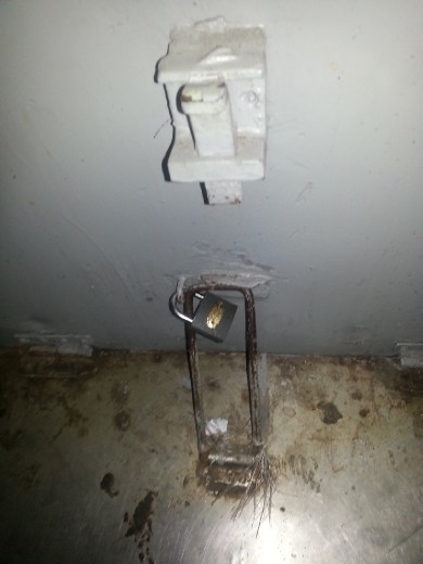 All of the doors were locked with a padlock when we left the station so nobody could sneak on the slow moving train once it left.  I guess it worked since nobody did get on!