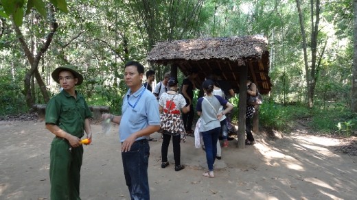 Group descending into tunnel