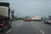 Turn around lanes are not too well designed.  Truck turning around while we are going 70 mph!: by chicagoguy, Views[259]