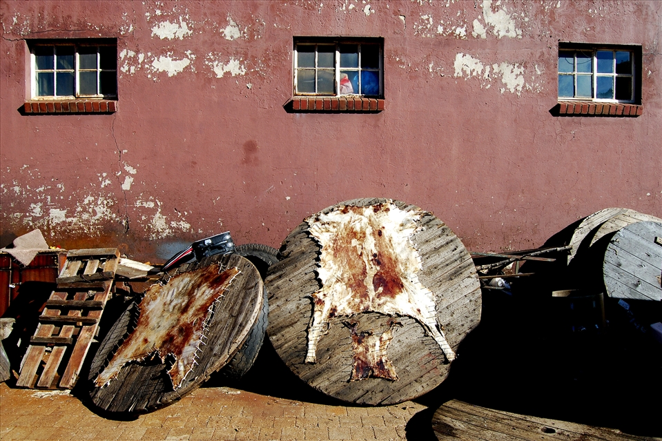 Animal skins in Mai Mai; a traditional Zulu market for the dancers in the city