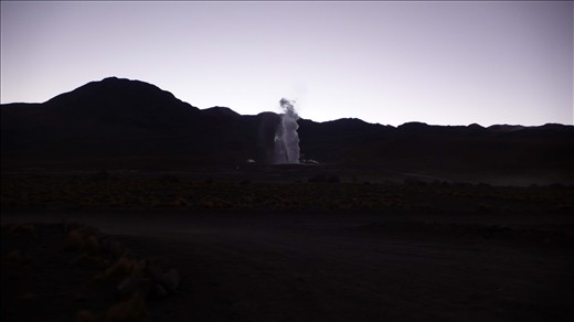 Geyser El Tatio (Chile) steam during the dawn