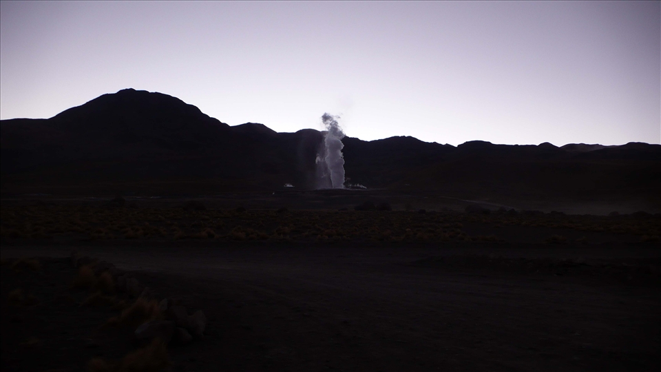 Geyser El Tatio (Chile) steam during the dawn