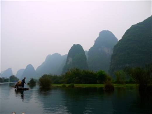 Bamboo rafting in Yangshuo.