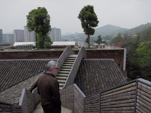 walking the roof of the hotel