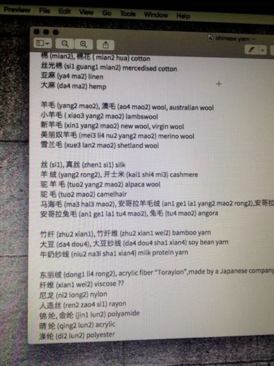 wool terms cheat sheet