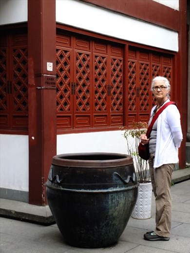 beautiful pot, with 2 goldfish swimming in it