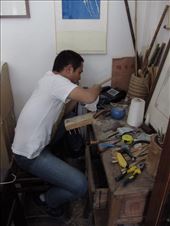 brush shop son makes fan 