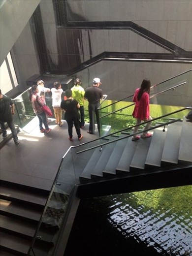 IM.Pei Suzhou Museum waterfall wall stairwell