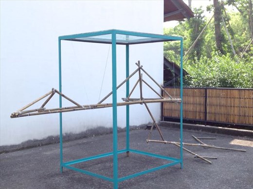 view through square with bamboo piece